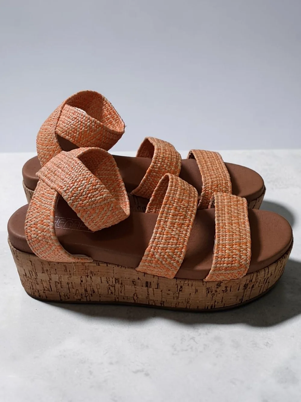 therapy Orange Woven Cork Platform Sandals